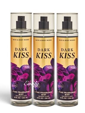 3X Bath & Body Works DARK KISS Mist Spray 8.75 fl oz Set Bundle